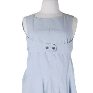 Erika Cavallini Women's 42 Sky Blue Poplin Midi Dress Back Tie Waist Sleeveless